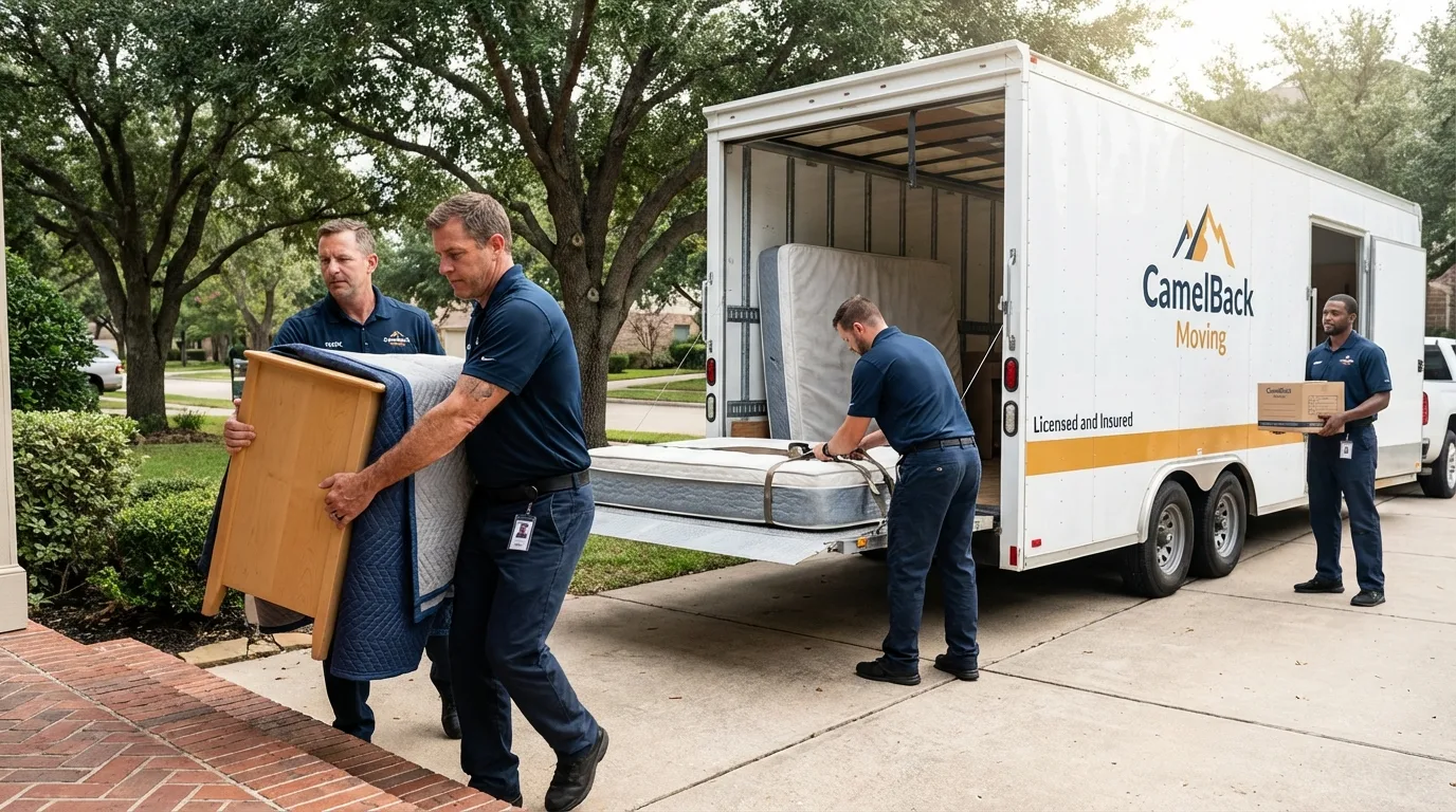 Crew loading residential truck for cross-state move from Nelsonville, OH
