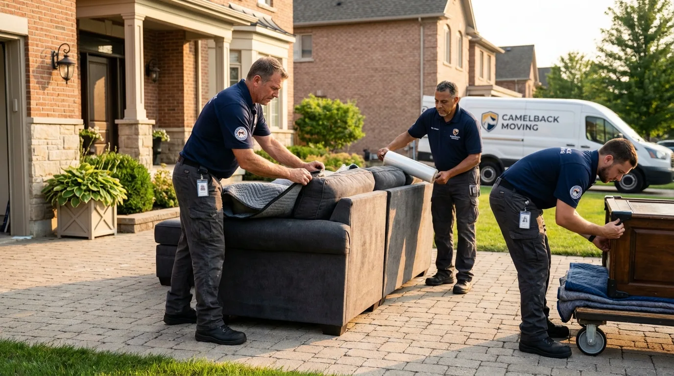 Large estate moving crew wrapping furniture in Nelsonville, OH